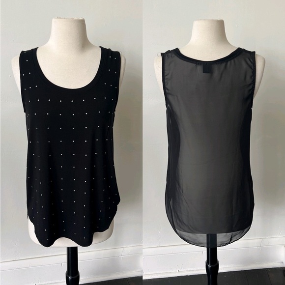 F21 Black Studded Sheer Blouse - Picture 1 of 8